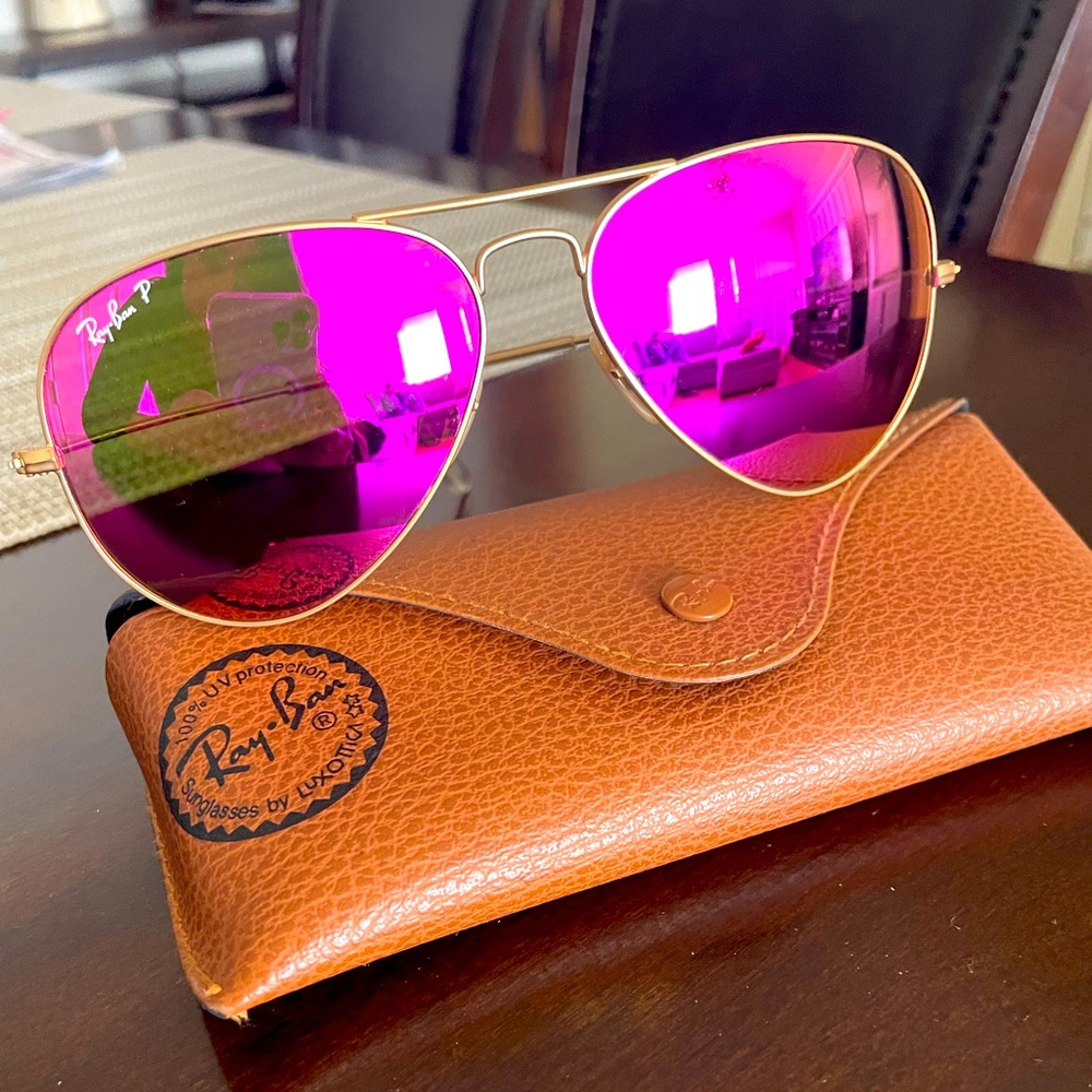 Ray-Ban Polarized Sunglasses Pink , RB3025 AVIATOR MIRROR